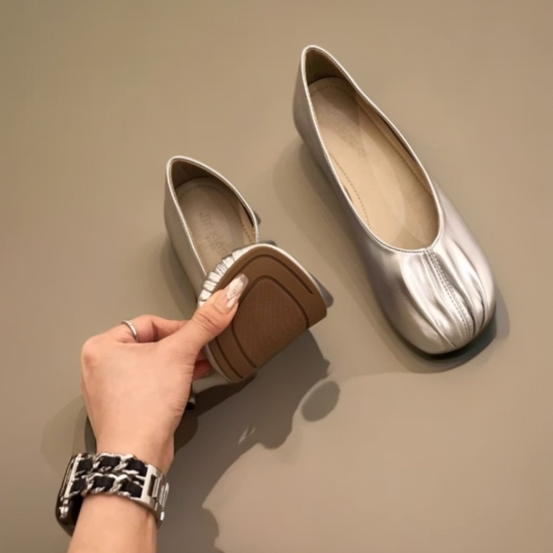 心芘法式玛丽珍女士鞋子2025时尚百搭温柔夏季晚晚风鞋平底豆豆鞋