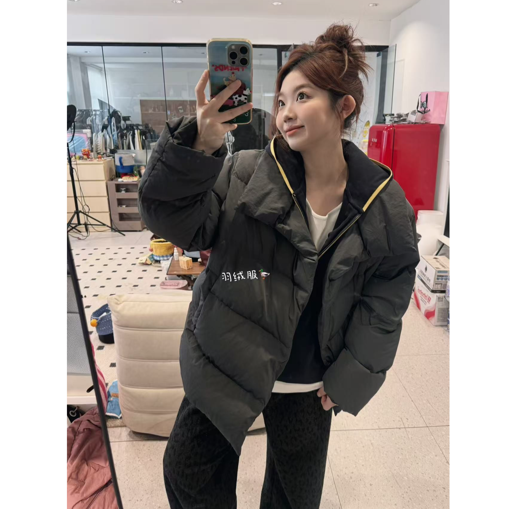 晶咕【松弛边缘】时尚翻领保暖加厚羽绒面包服外套