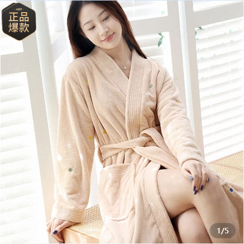 成人加厚高档浴袍女吸水速干秋冬7A加厚睡袍浴衣家居服加厚浴袍冬
