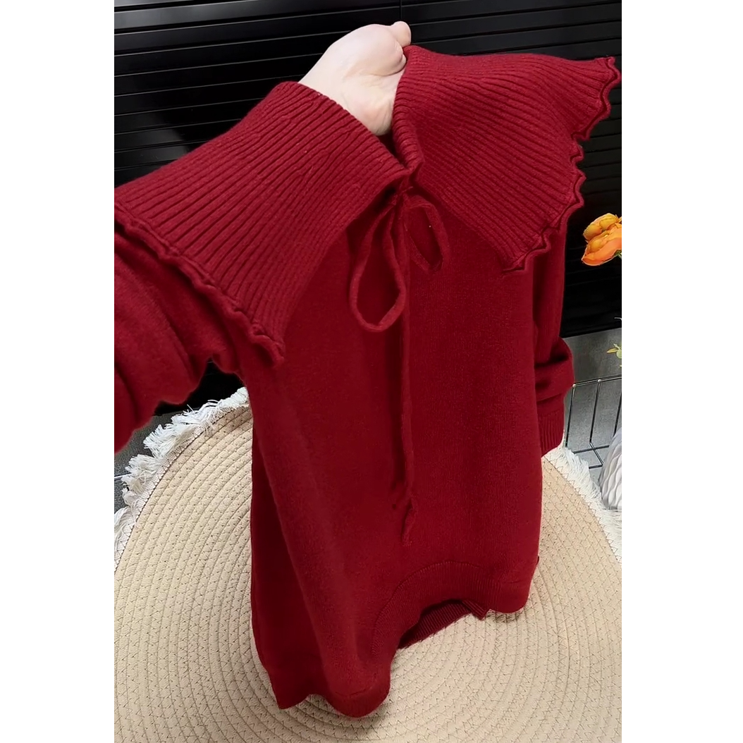 欧货韩系高级感穿搭设计感上衣女2025秋冬新款爆款减龄长袖针织衫