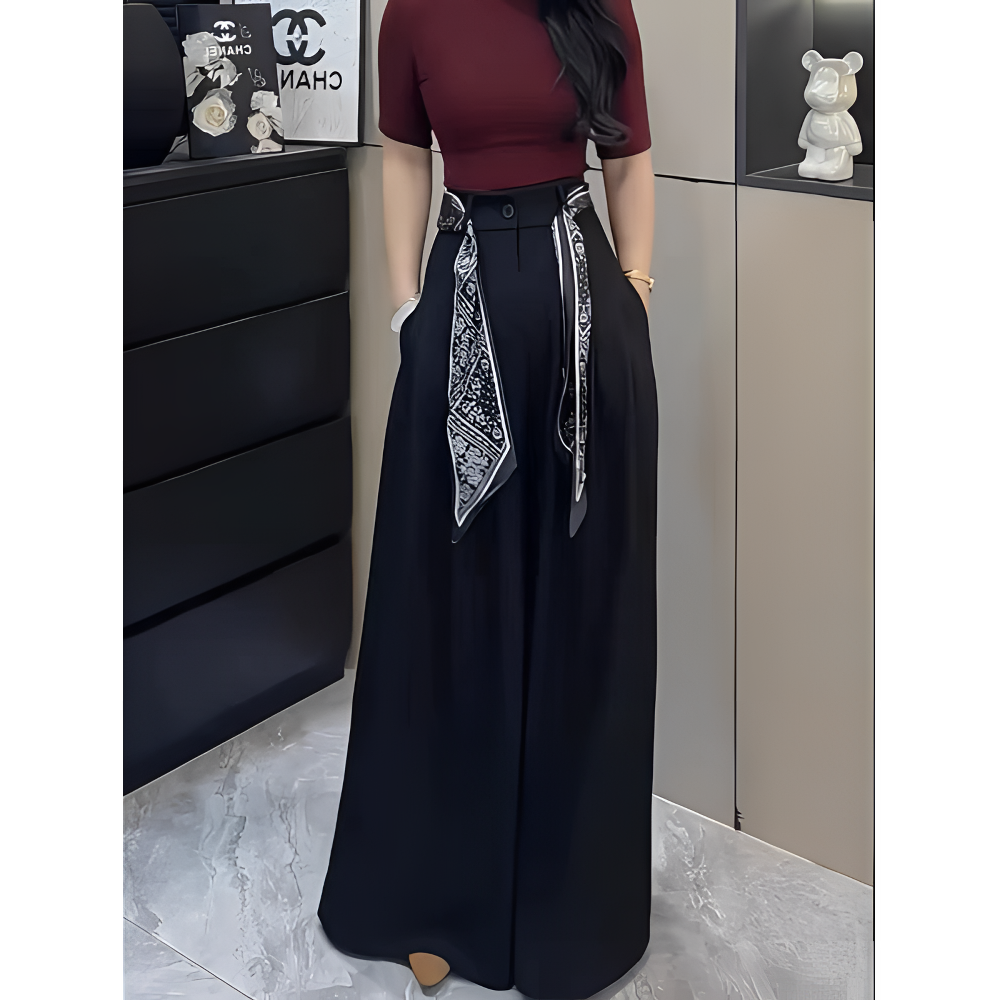 时尚气质百搭高腰显瘦阔腿裤女夏季新款韩版宽松垂感休闲西装裤