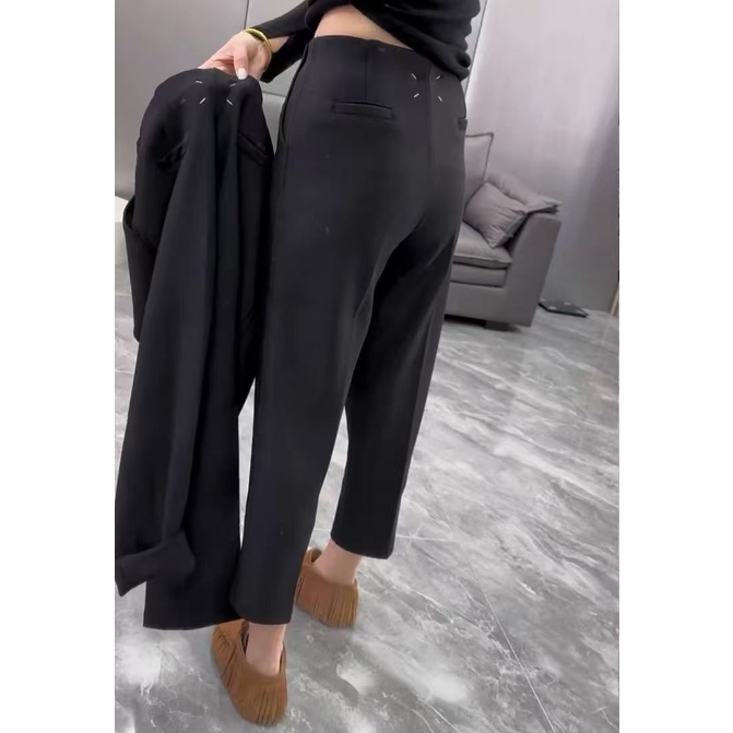 【晓琳】2025早秋新款时尚百搭黑色高腰九分直筒休闲裤