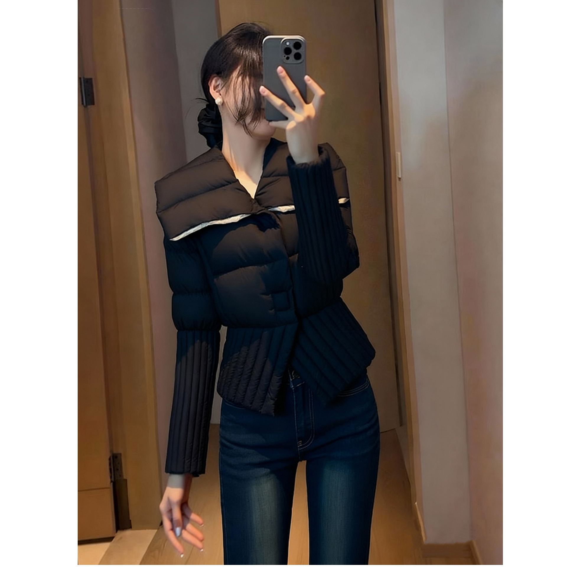 黑色棉服外套2025冬季新款巨好看气质名媛高端设计感加厚短上衣女