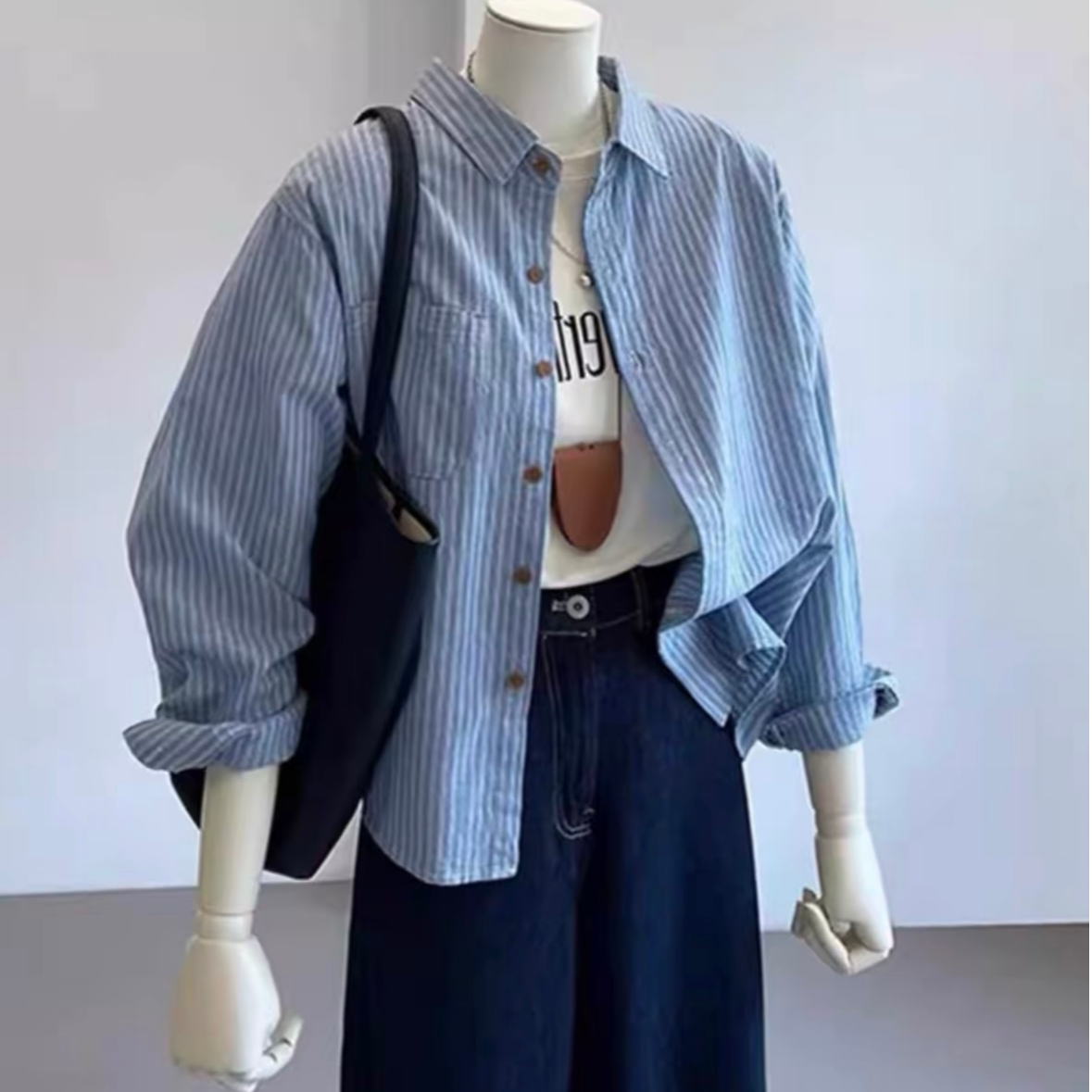 衬衣女2025秋季新款高级感轻奢洋气复古港风穿搭宽松条纹衬衫