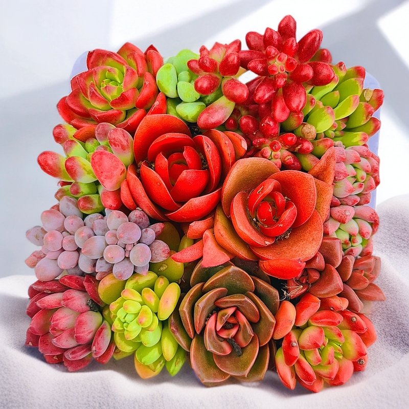 彩虹拼盘多肉植物可爱空气净化懒人绿植四季新手好养多肉直播