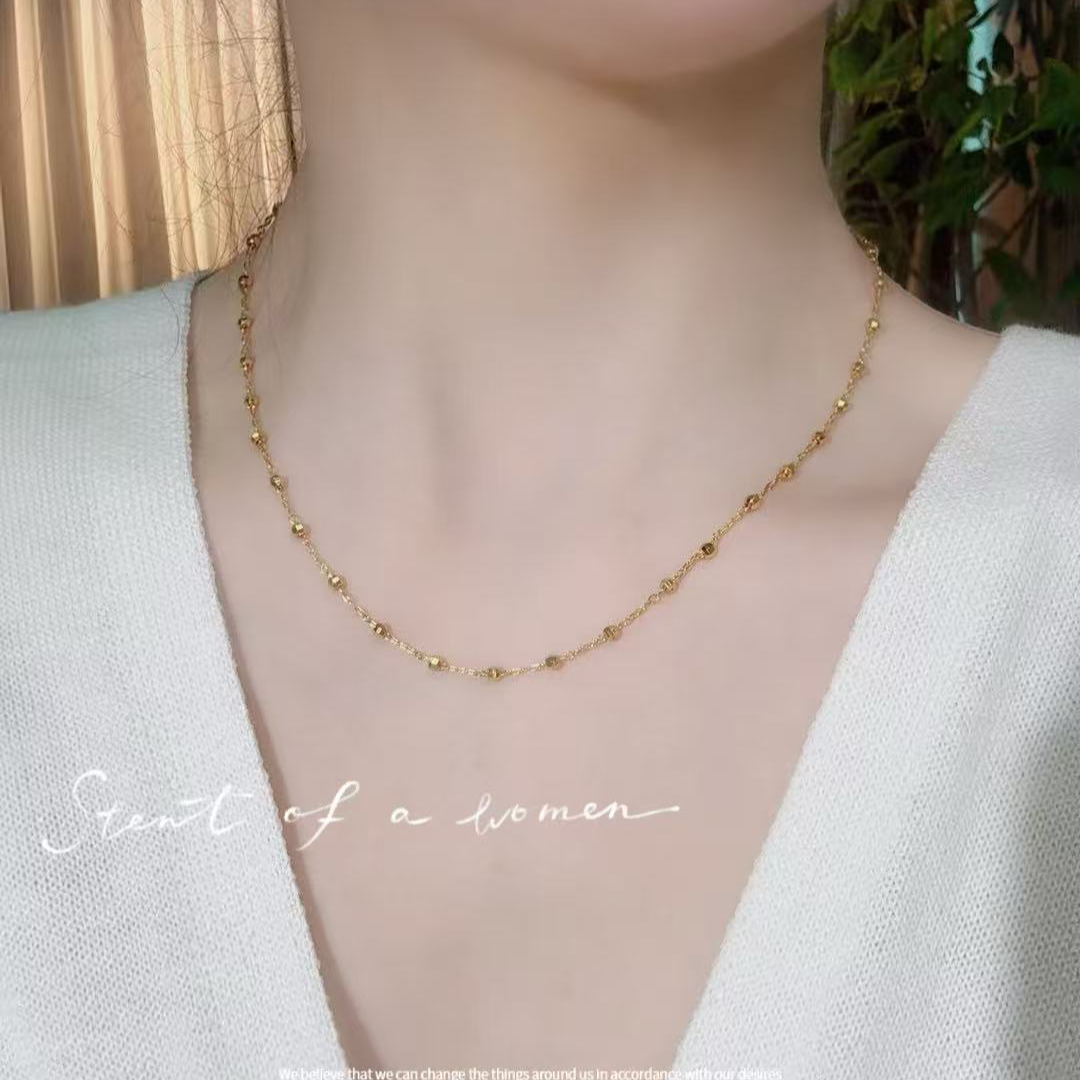 钛钢项链 爆闪气质蹦迪珠珠百搭链