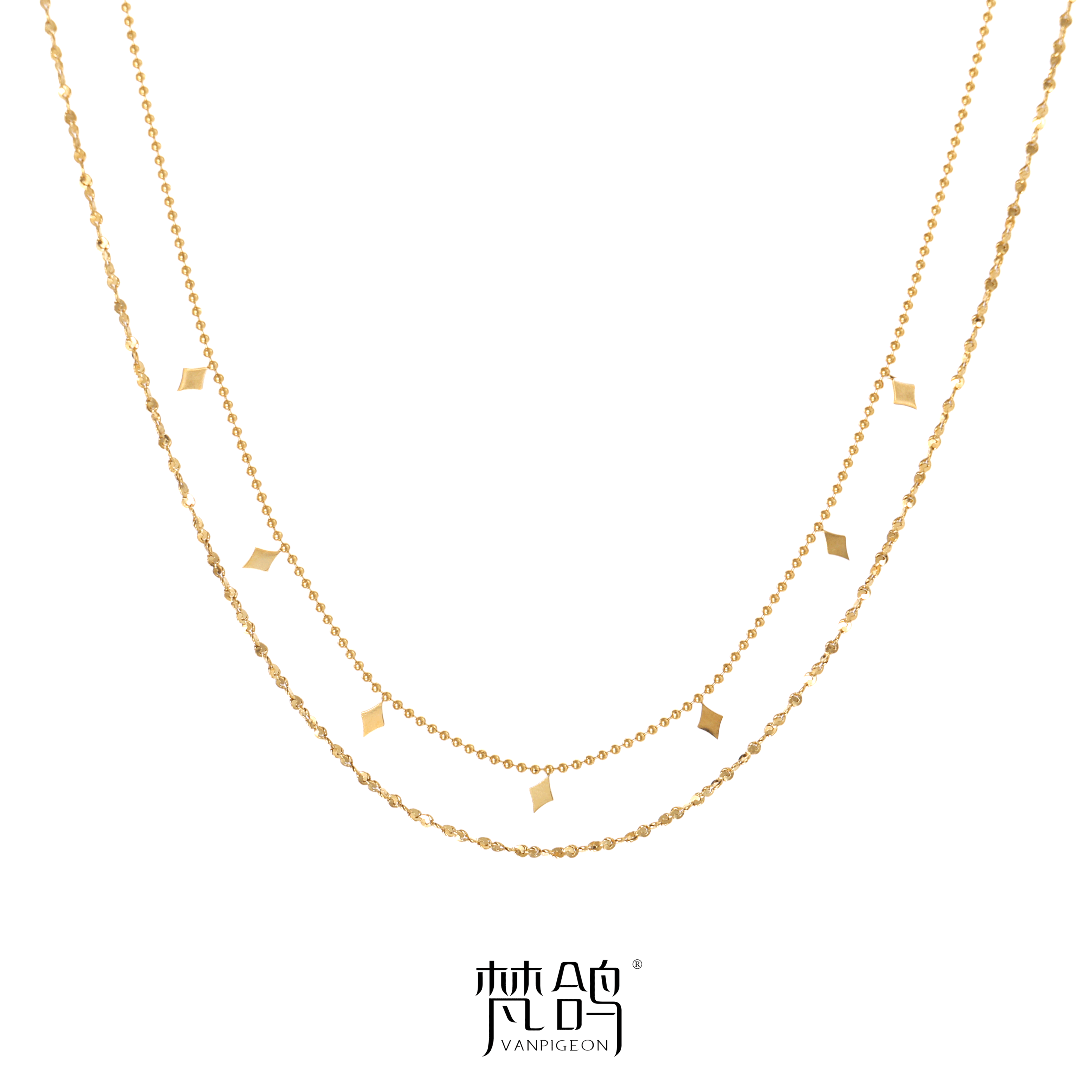 VANPIGEON/梵鸽 钛钢项链 爆闪菱形叠戴项链精致轻奢高级感项链