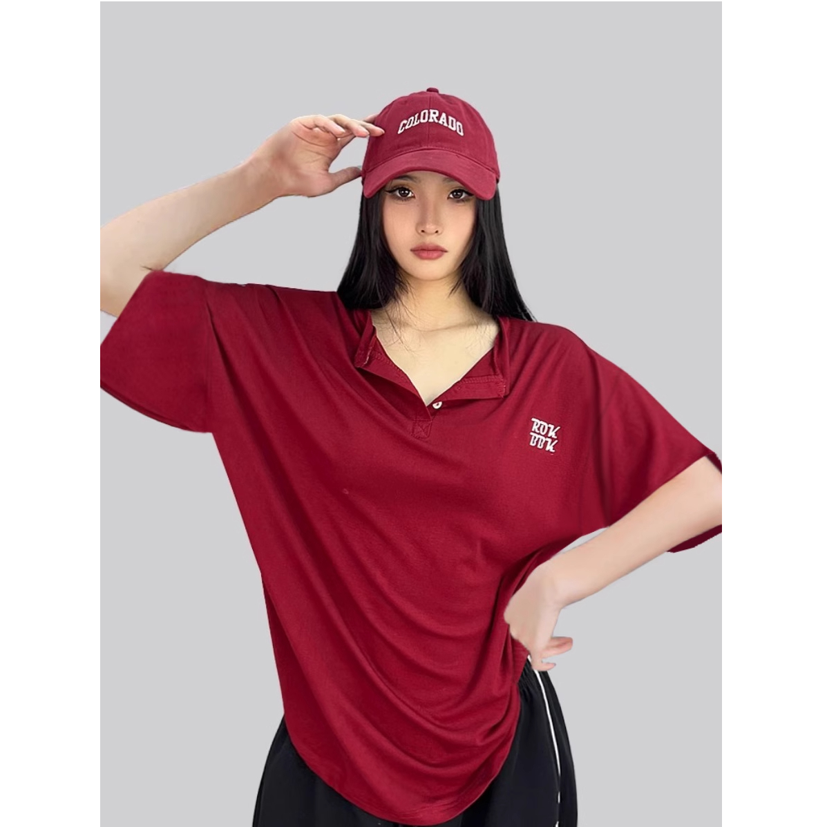 夏季短袖欧美式街舞潮牌爵士宽松上衣女街头显瘦慵懒跳舞外搭t恤