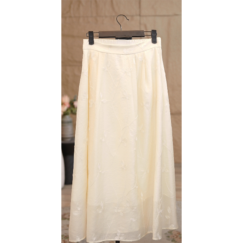 【小陈甄选】曼贝女士半身裙A字裙裙子高腰2563223奶油米百搭气质