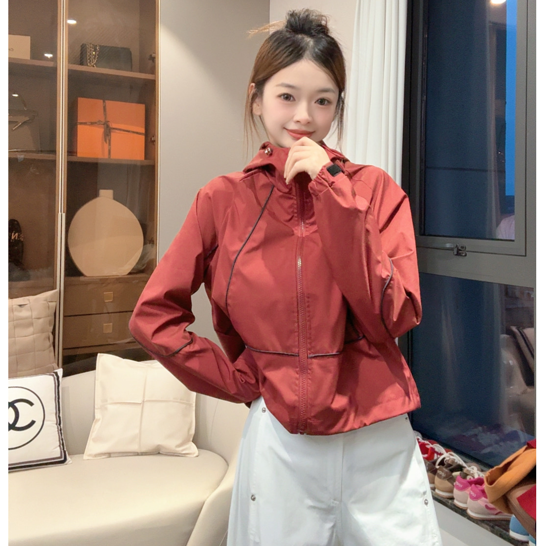 2025秋 新款连帽夹克外套软壳冲锋衣百搭显瘦时尚防风小个子上衣