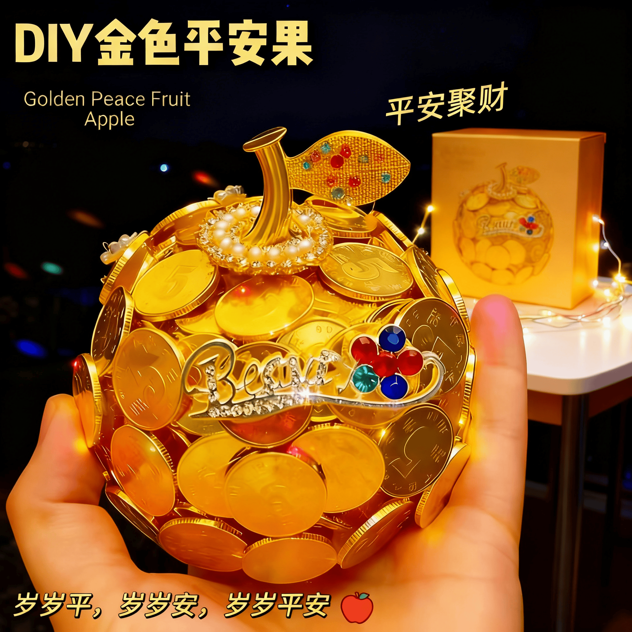 平安夜硬币金苹果diy手工材料包金色平安果圣诞节礼物送女朋友