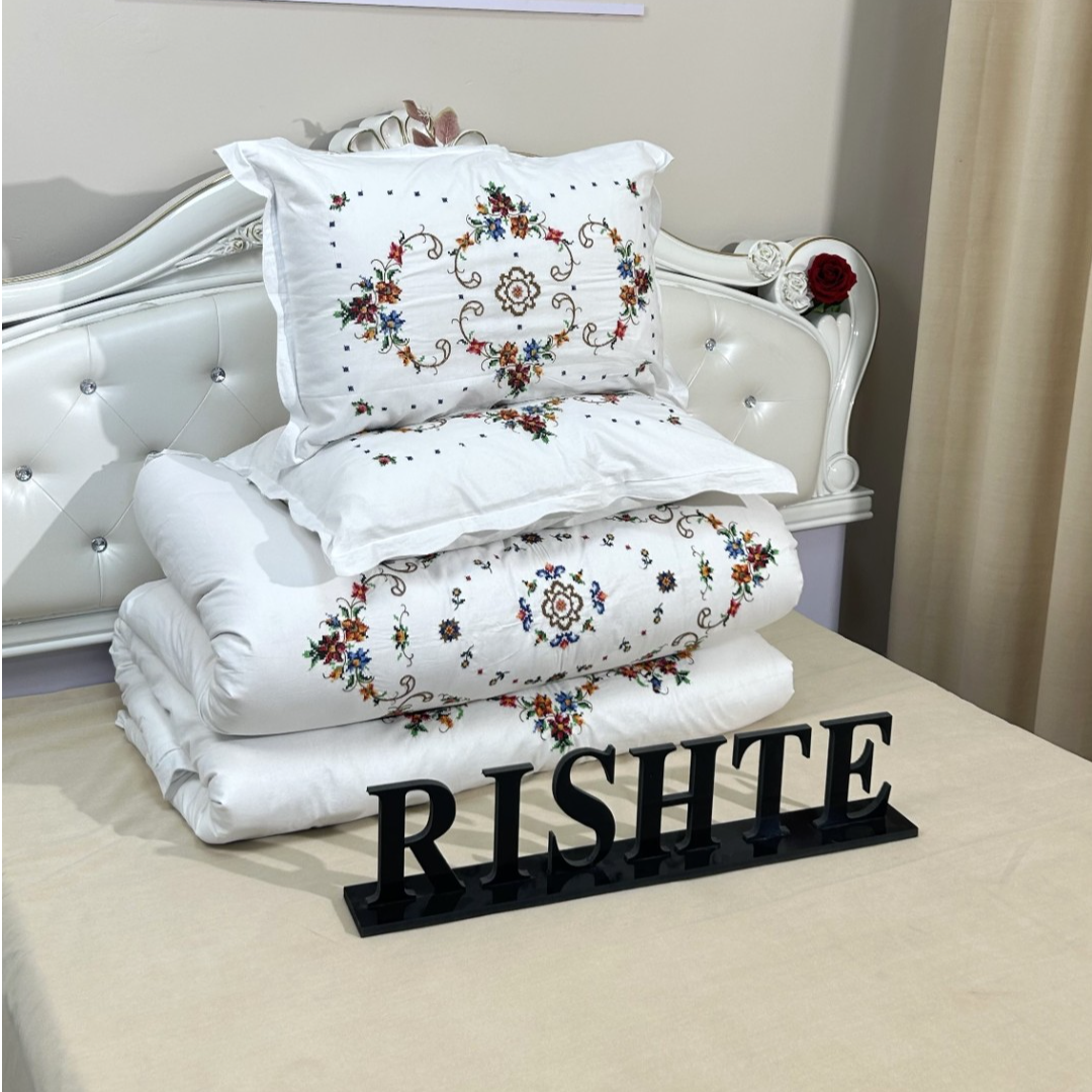 9610-棉布刺绣单人四件套-红-YOTKAN-KORPA-YASTUK