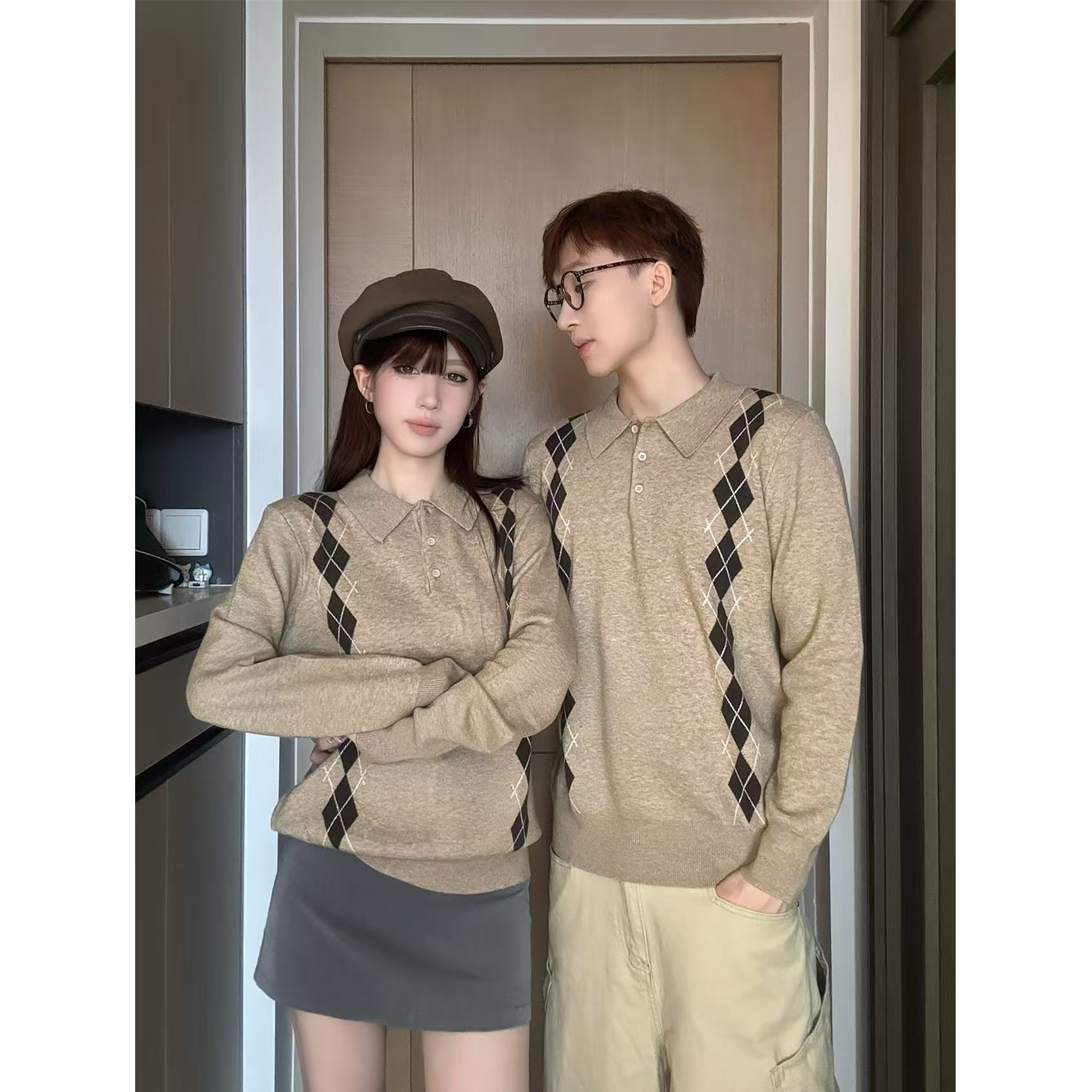 情侣装秋冬2025新款ins超火毛衣男女韩版宽松法式针织衫外套潮牌