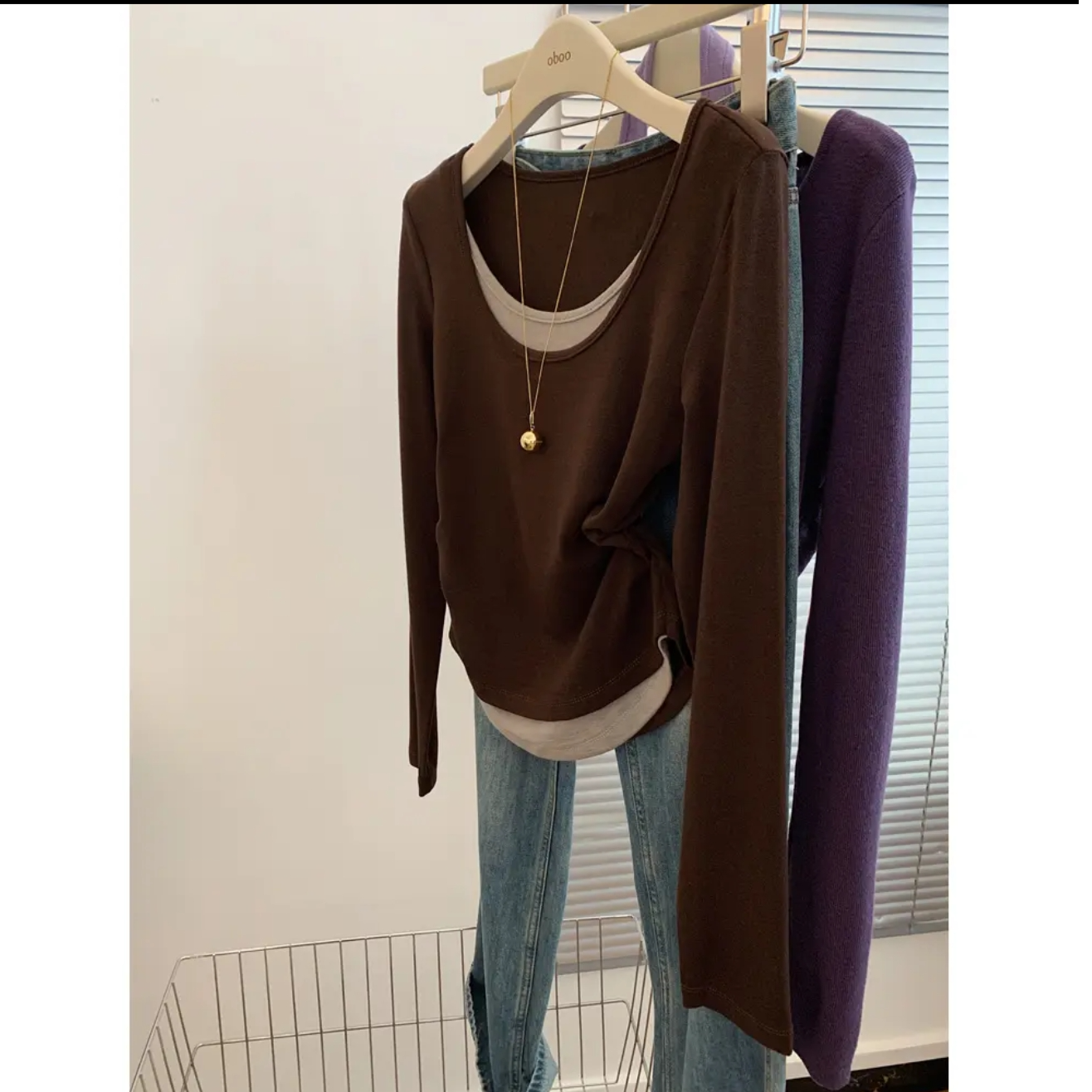 大码微胖MM假两件撞色T恤女欧洲站早秋新款欧货女装百搭打底小衫