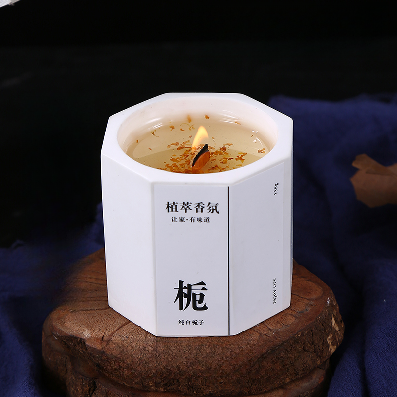木芯香薰蜡烛八角杯桂花蜡烛家用室内持久留香高级礼物氛围感香氛