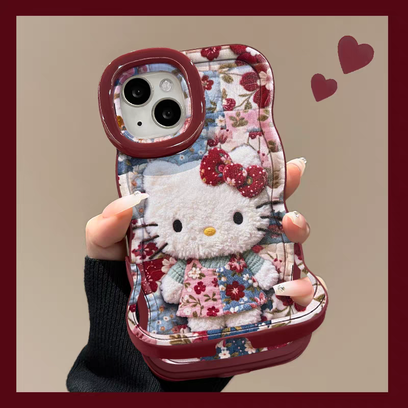 适用苹果oppo华为vivo小米|卡通碎花裙KT猫双支架iPhone17p手机壳