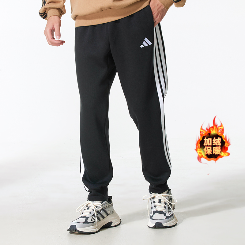 adidas阿迪达斯男裤2025秋季新款加绒运动裤休闲针织长裤 JD1861