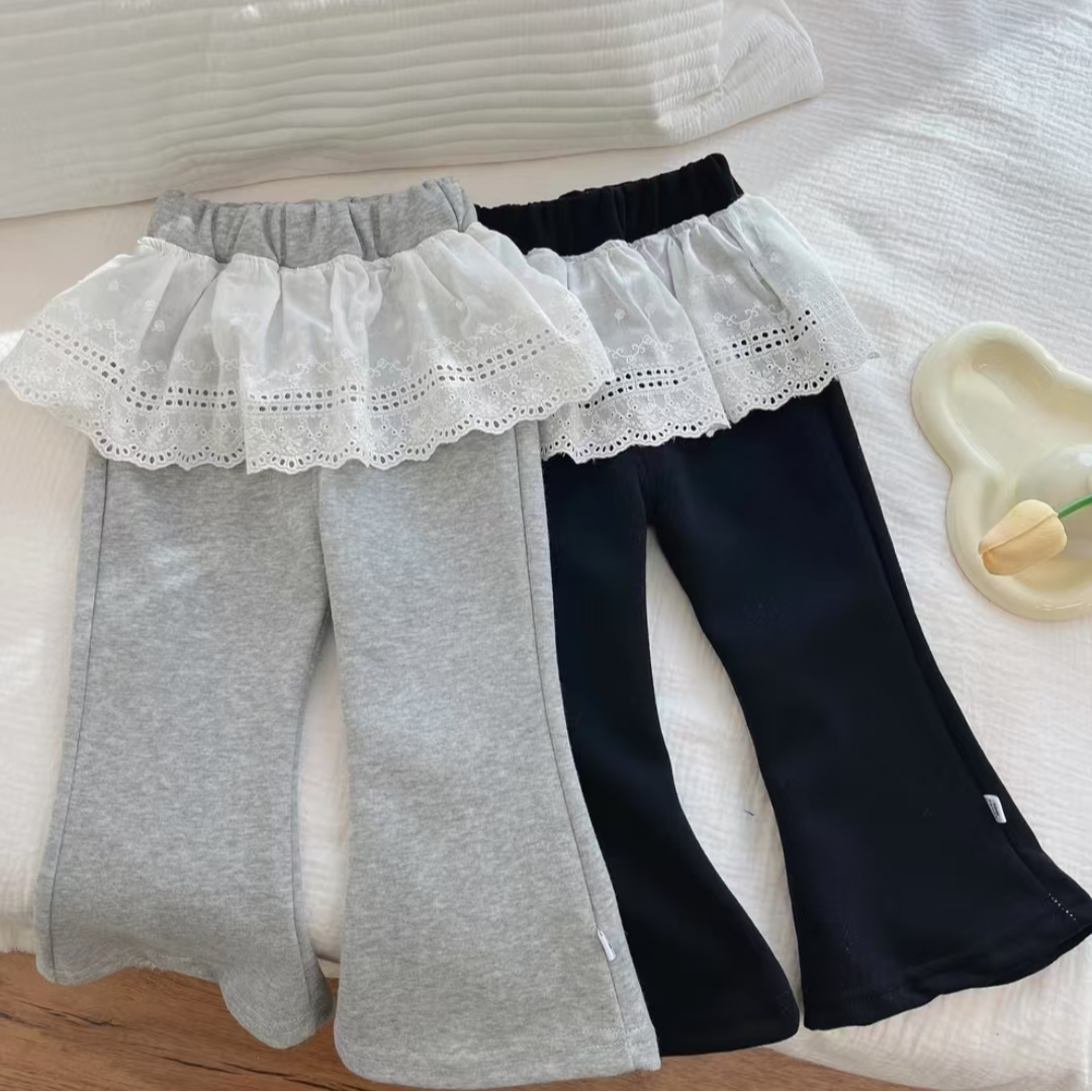 2025春季新款小童舒适喇叭裤儿童花边独特潮酷痞帅童装儿童衣服