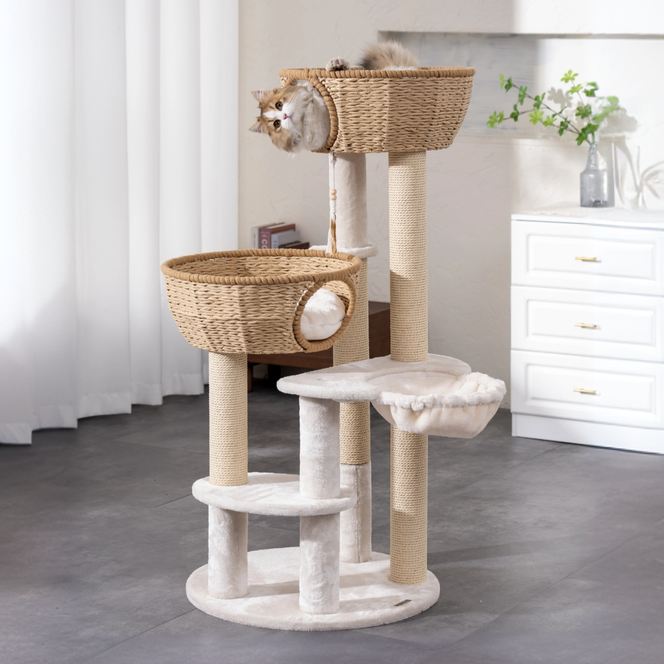 哼尼夏季猫爬架猫树一体多猫家庭猫树大猫用猫窝猫架一体落地