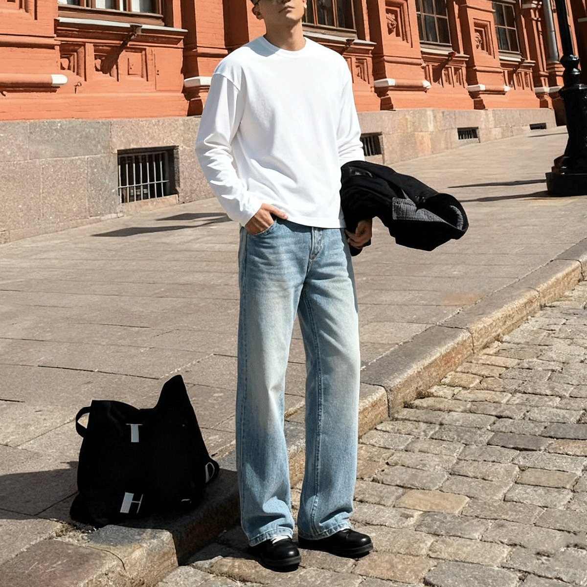 美式牛仔裤男夏季薄款2025新款水洗裤子直筒潮牌秋冬阔腿裤
