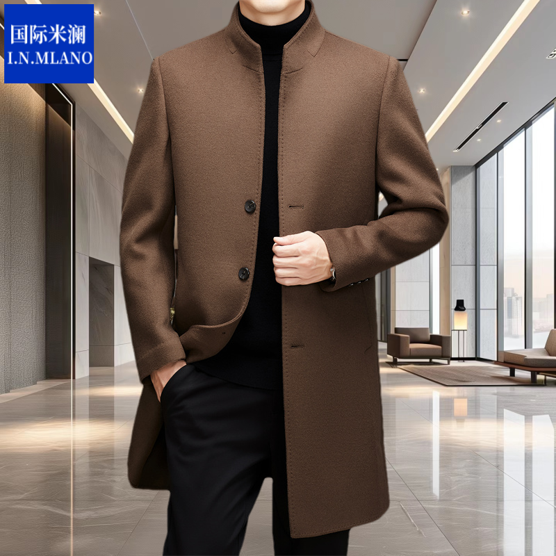 高端加厚双面羊毛呢外套男2025新款秋冬季百搭中长款时尚毛呢大衣