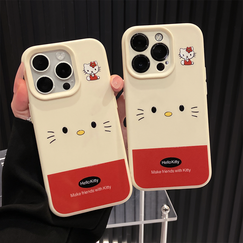 红格坐着凯蒂适用于苹果16promax手机壳糯米壳iPhone15/14