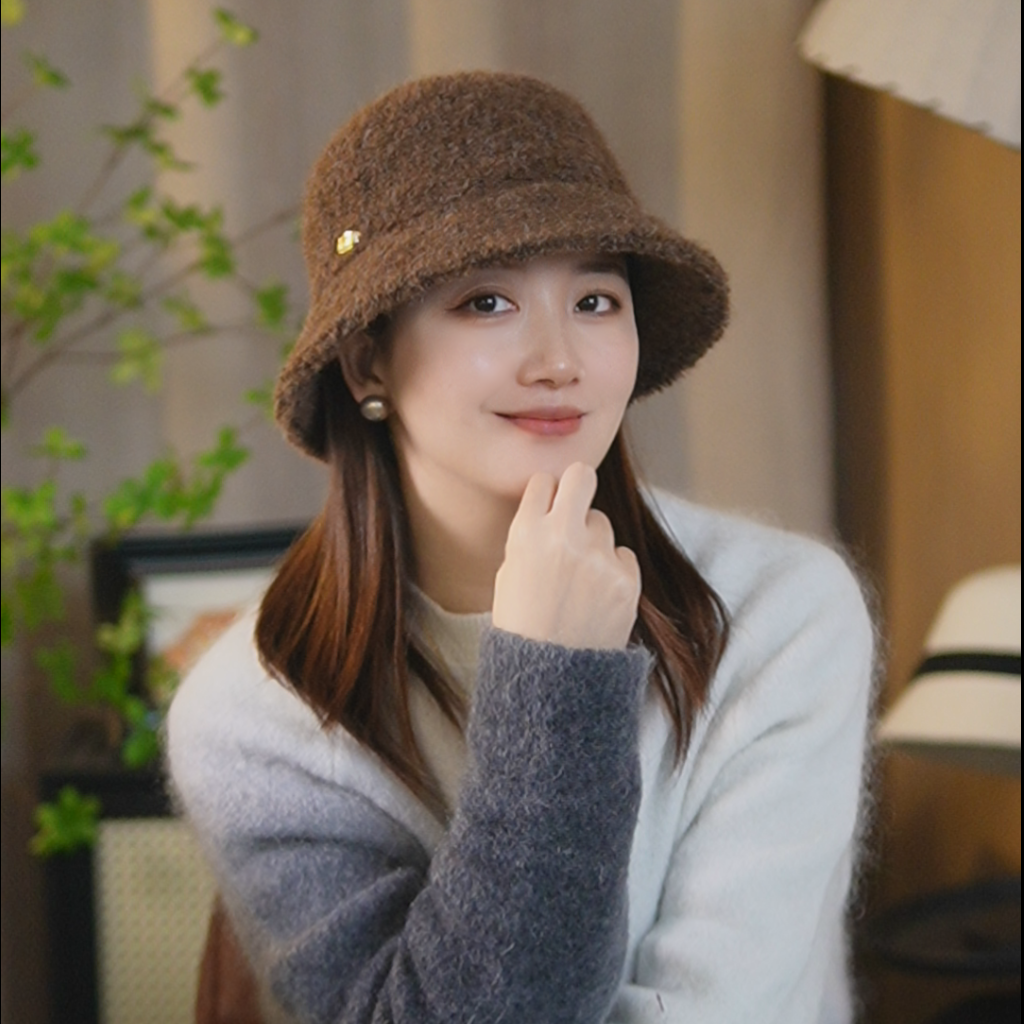 羊毛冬季渔夫帽女加厚保暖经典百搭出游遮阳羊毛盆帽香风水桶帽