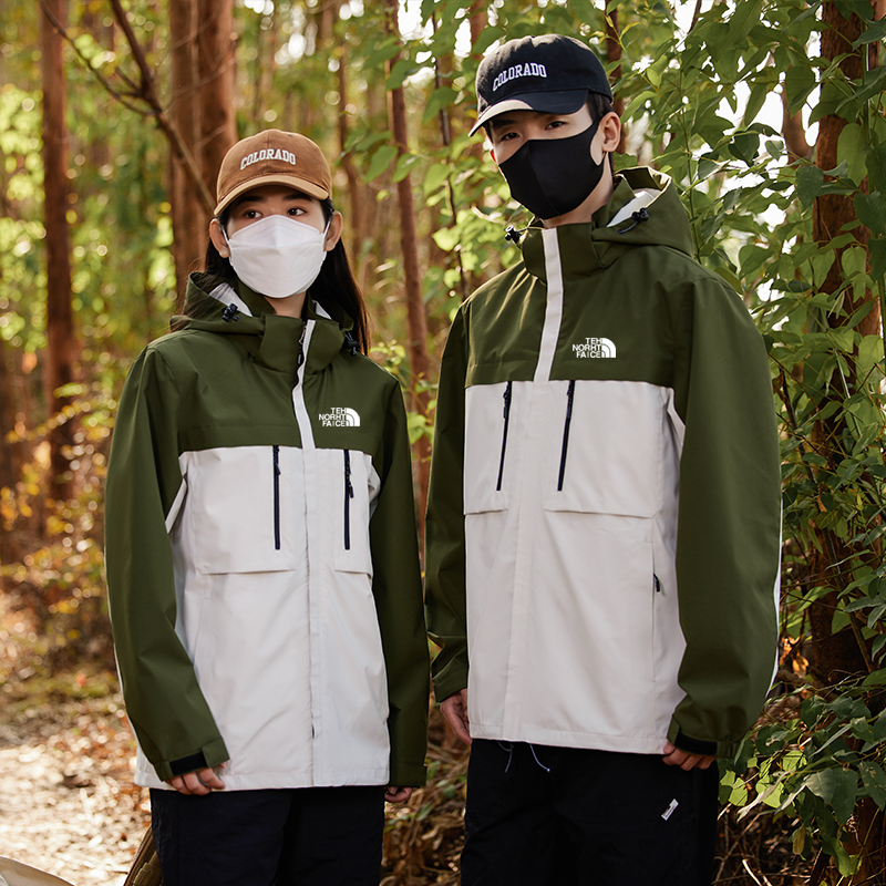 动感北面冲锋衣情侣款防风户外休闲薄款连帽登山服户外运动夹克衫