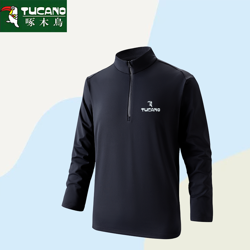 啄木鸟中老年运动长袖男士春秋爸爸秋装运动服中年速干半拉链上衣