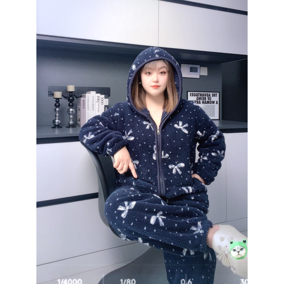【运费险】连帽睡衣冬季加厚加绒睡衣女款爆款2025新款FKE25215外穿