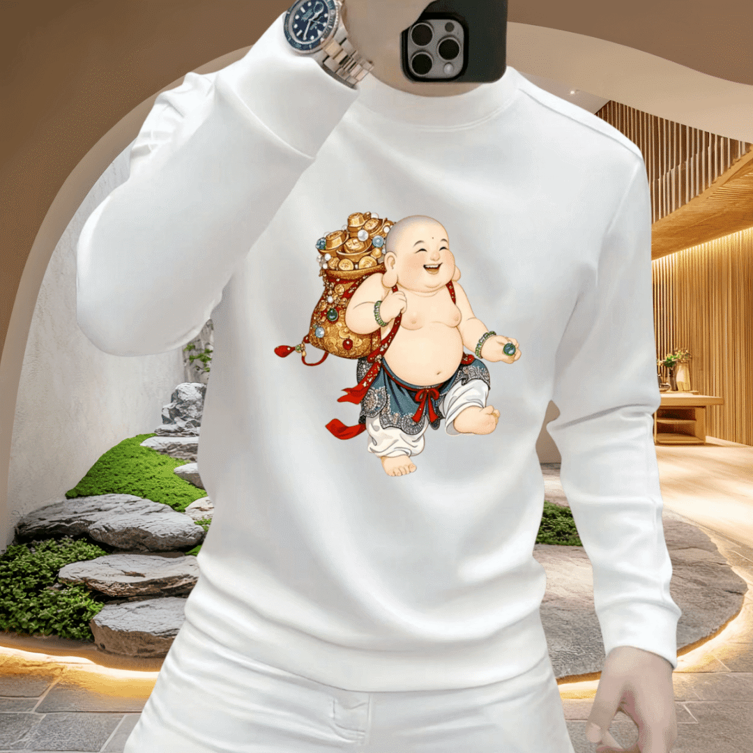 新款男士加绒卫衣时尚潮牌圆领长袖休闲秋冬印花青年潮流百搭上衣