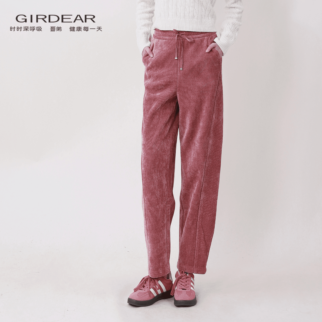 GIRDEAR/哥弟新款百搭休闲显瘦通勤气质雪尼尔潮流香蕉裤-1100480