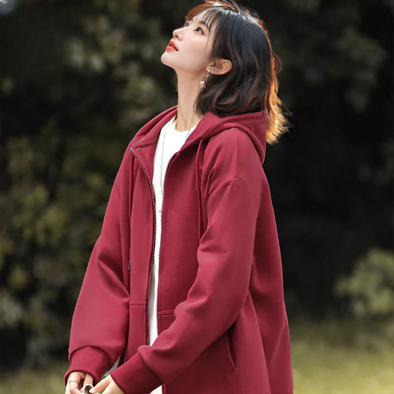 JEEPSPIRIT拉链卫衣男士秋冬季新款连帽开衫外套oversize情侣帽衫