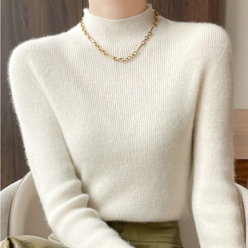 3W一线成衣山羊绒秋冬女半高领显瘦百搭优雅气质长袖打底衫L08