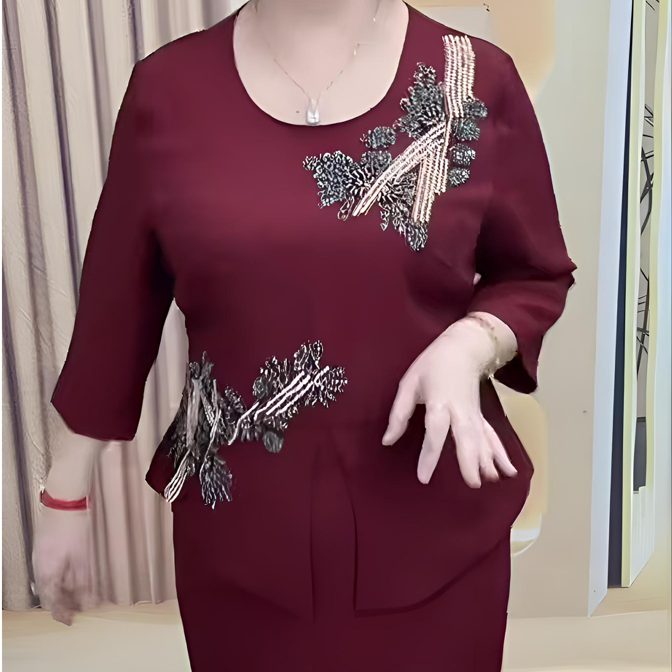 民族风缝钻气质高贵连衣裙时尚女装