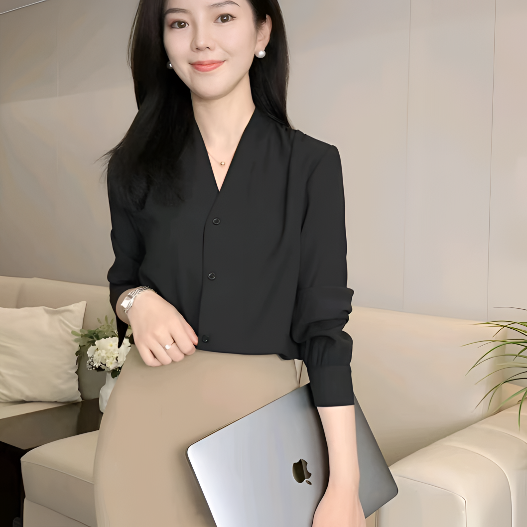 【罗衣专属】长袖开衫女春夏款新款衬衣领气质女神范设计感上衣