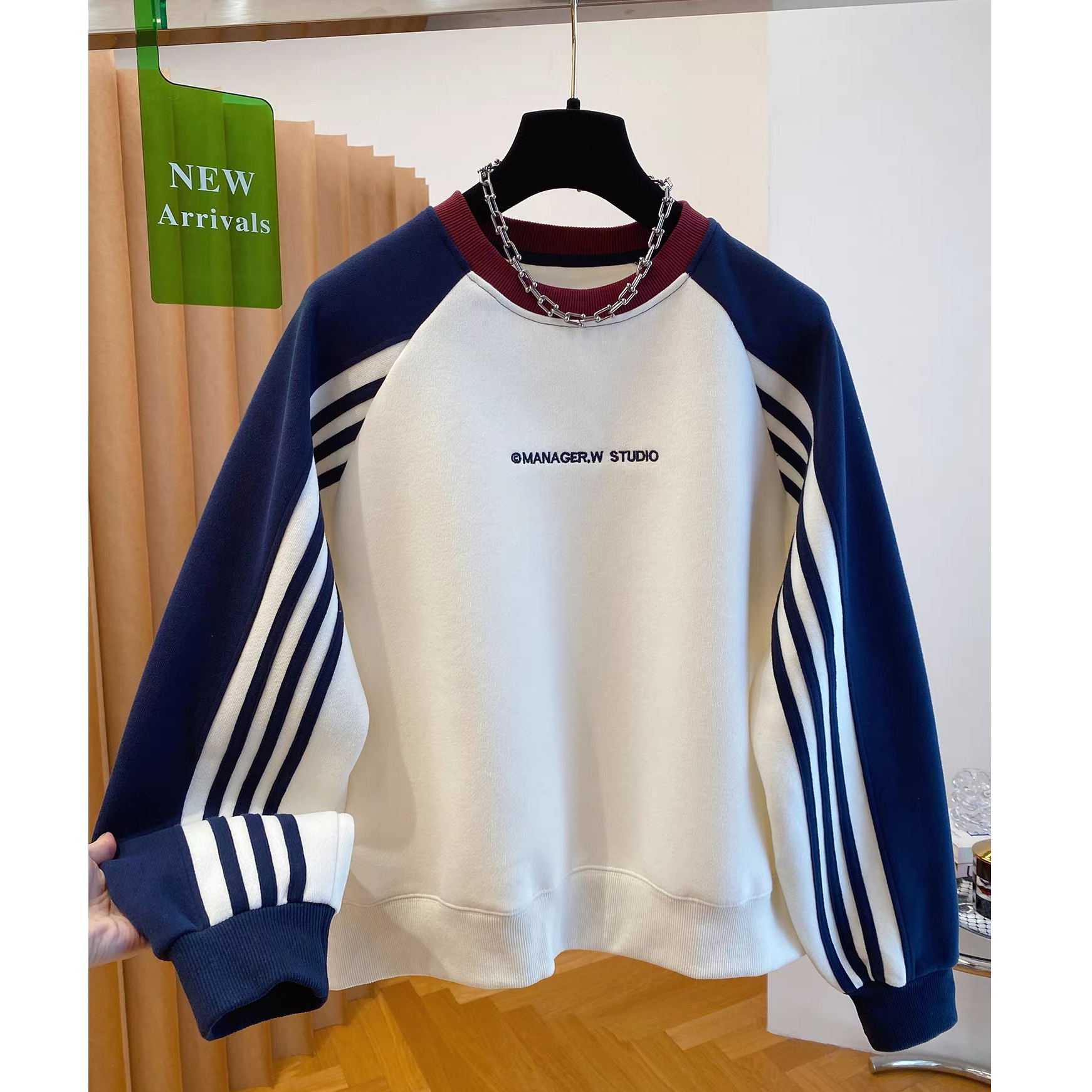 女童韩版撞色长袖圆领卫衣女大童秋季2025新款宽松休闲套头上衣潮