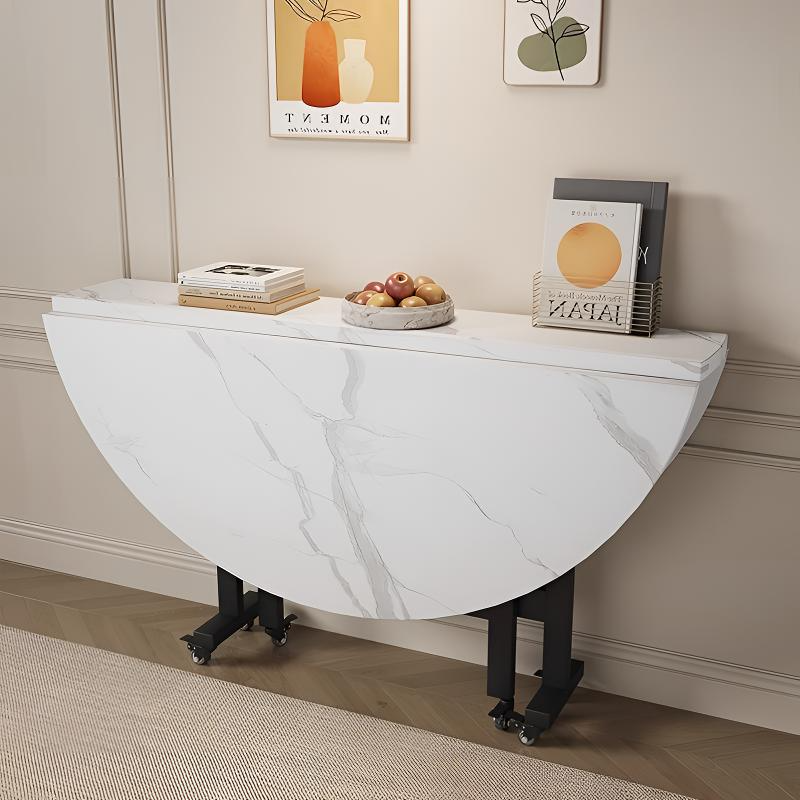 折叠桌子家用餐桌多功能移动折叠靠墙圆桌2025新型家用8-10人餐桌