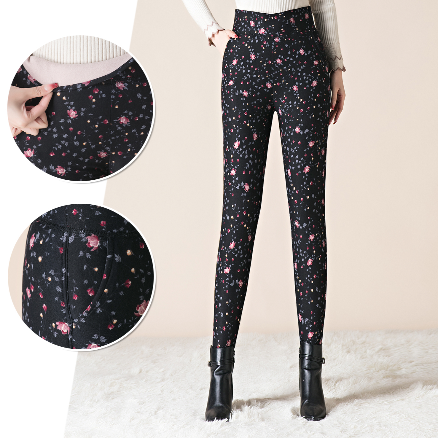 【外穿口袋驼绒棉裤】护膝高弹高腰三层加厚妈妈中老年保暖抗寒棉裤