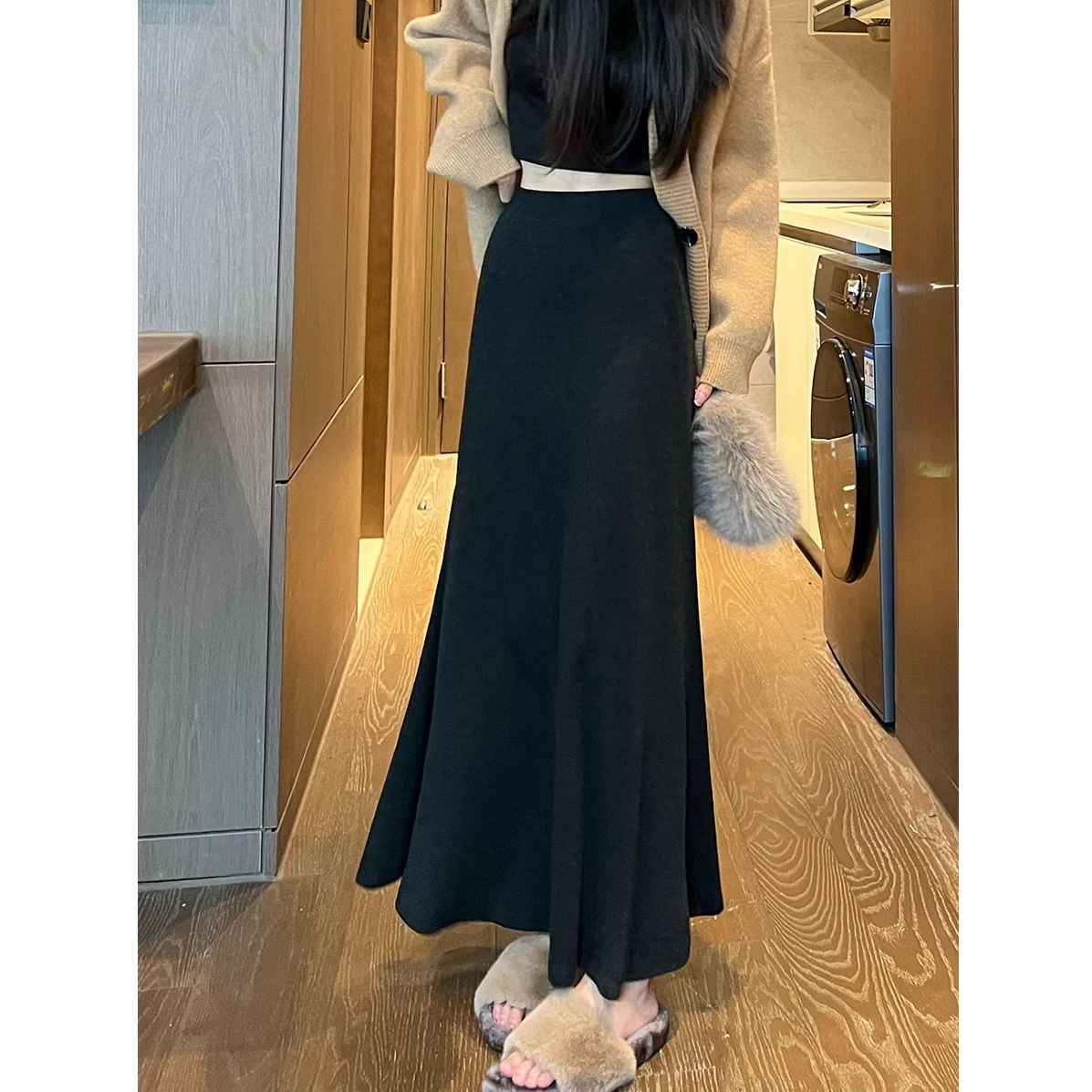 【空气棉2个裙长】鱼尾半身裙女秋季新款高腰显瘦a字裙子