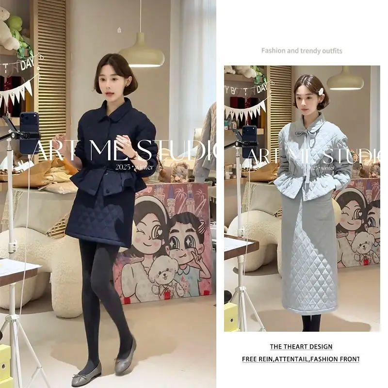 今年流行漂亮套装2025新款设计感收腰长袖外套显瘦半身裙两件套女