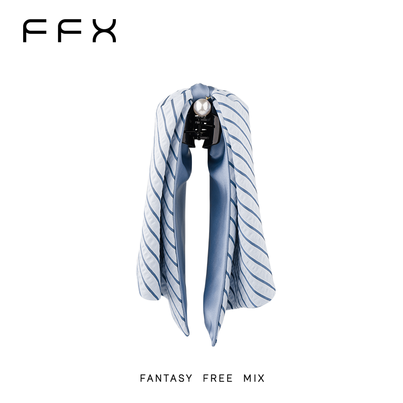 弗弗西FFX【蔚蓝】高级时尚条纹马尾抓夹