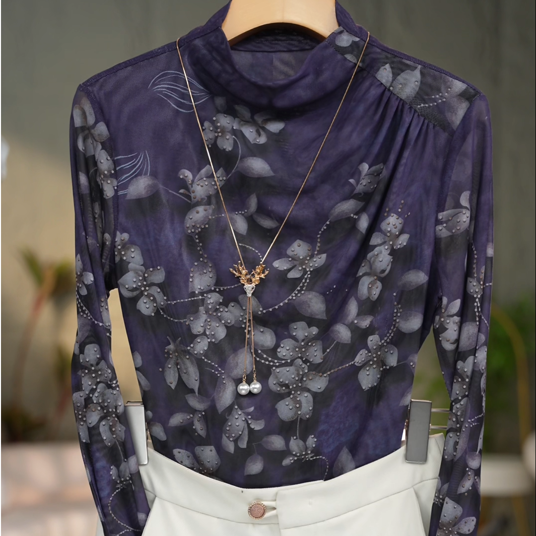 249#高贵上档次小衫2025新款潮流气质时尚显瘦网纱打底衫上衣