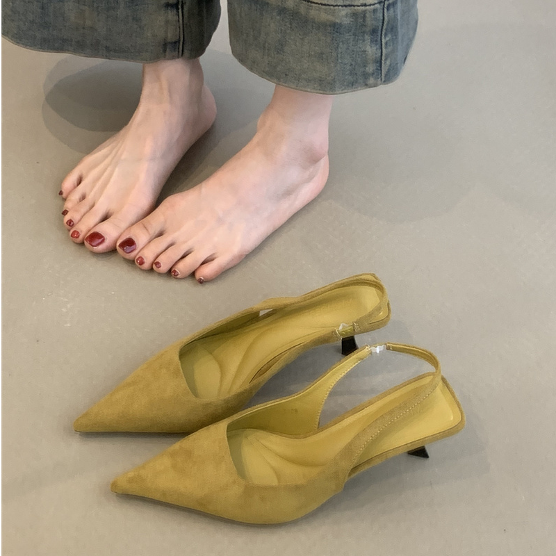 KML-8633-2法式温柔尖头高跟鞋2025年仙女风名媛细跟后空通勤单鞋