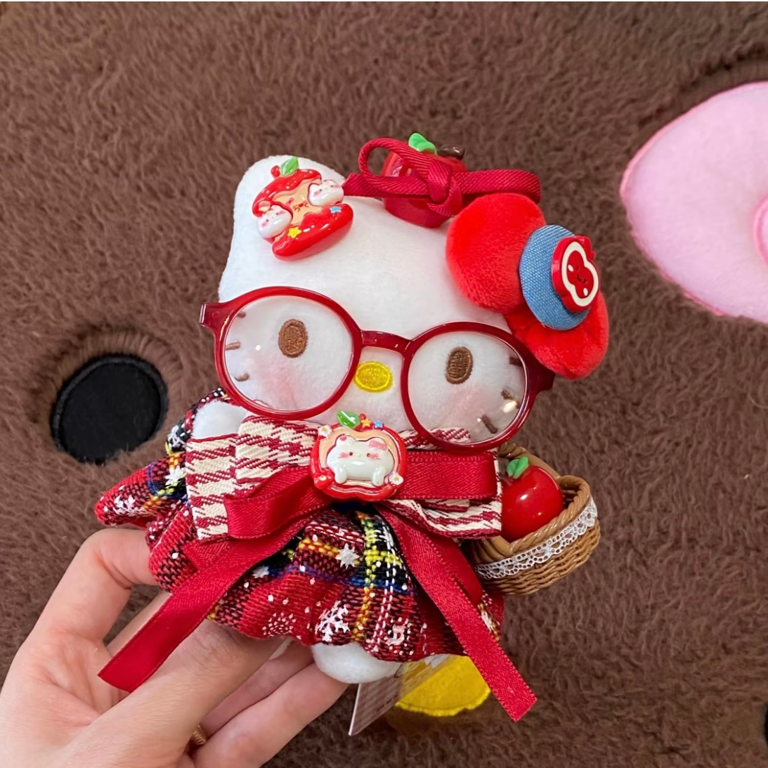 新年可爱苹果套装kt猫挂件卡通可爱包包小玩偶公仔挂饰送女生礼物