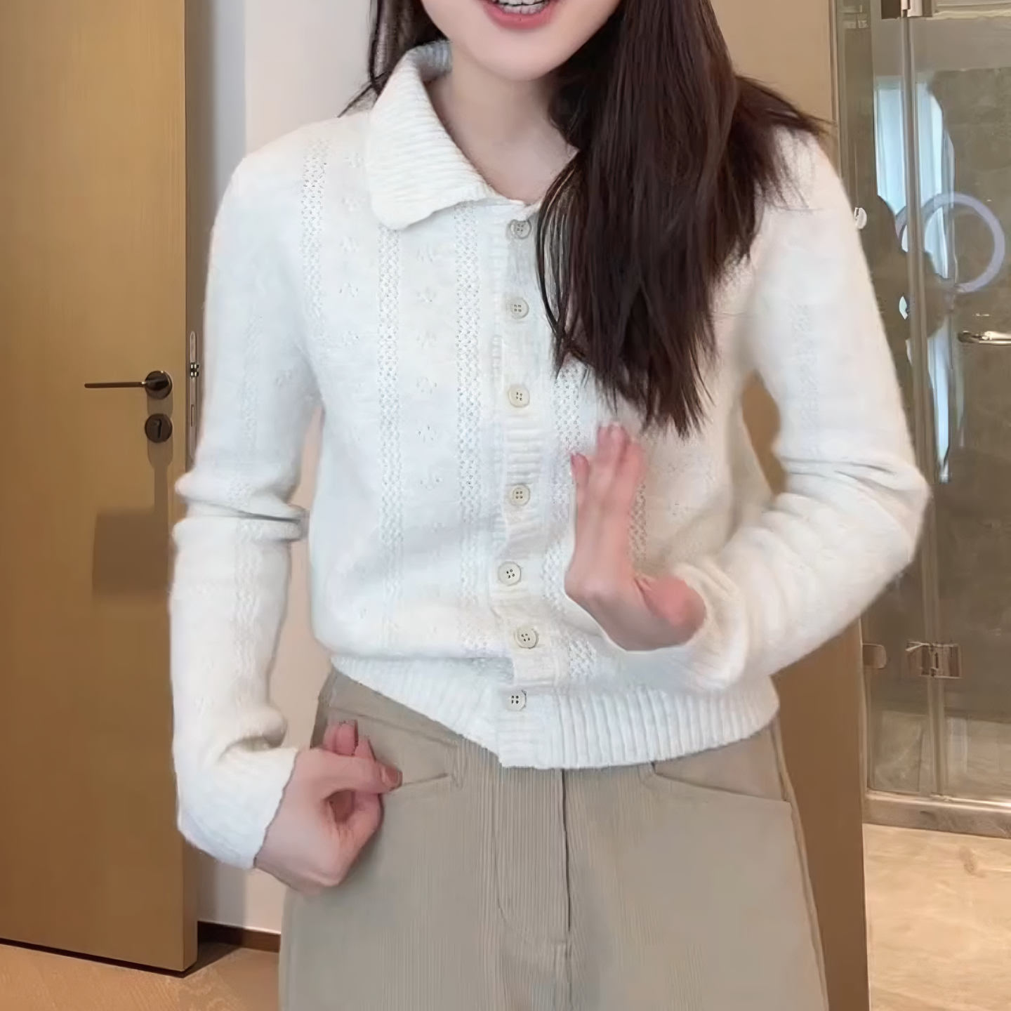 《奶芙半乳》2026春季慵懒风时尚气质百搭针织衫开衫上衣LK2509259