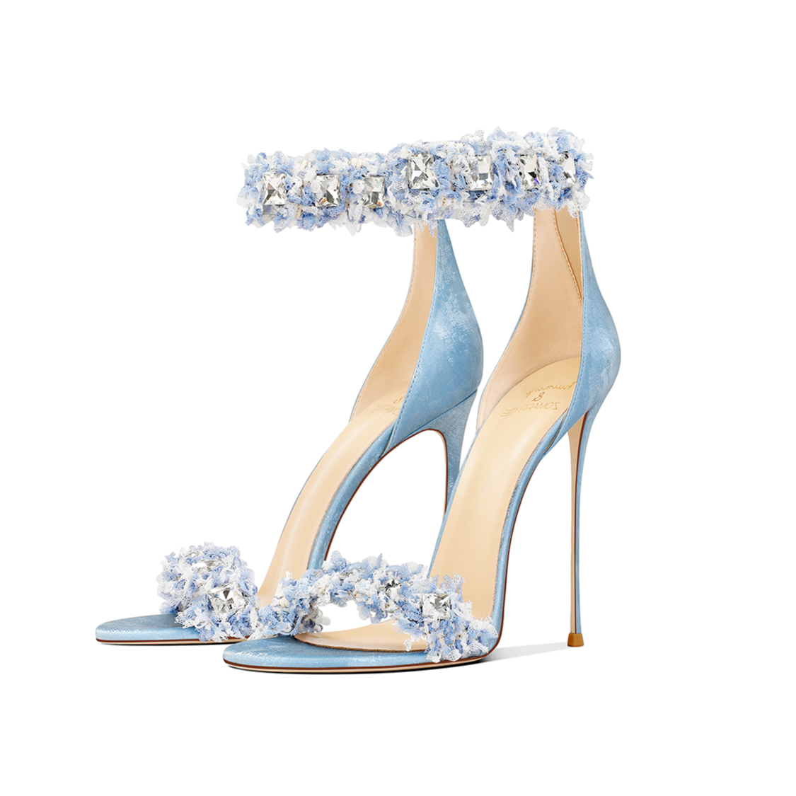 夏季爆款蓝色凉鞋露趾设计感小众2025新款小个子时尚宴会高跟鞋