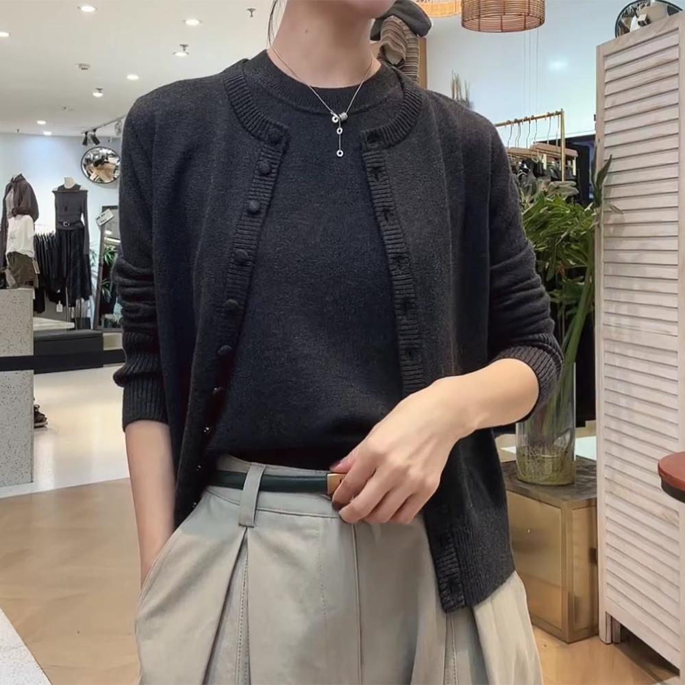 梨涡的海高级感开衫外套针织衫时髦显瘦百搭别致背心两件套C6301