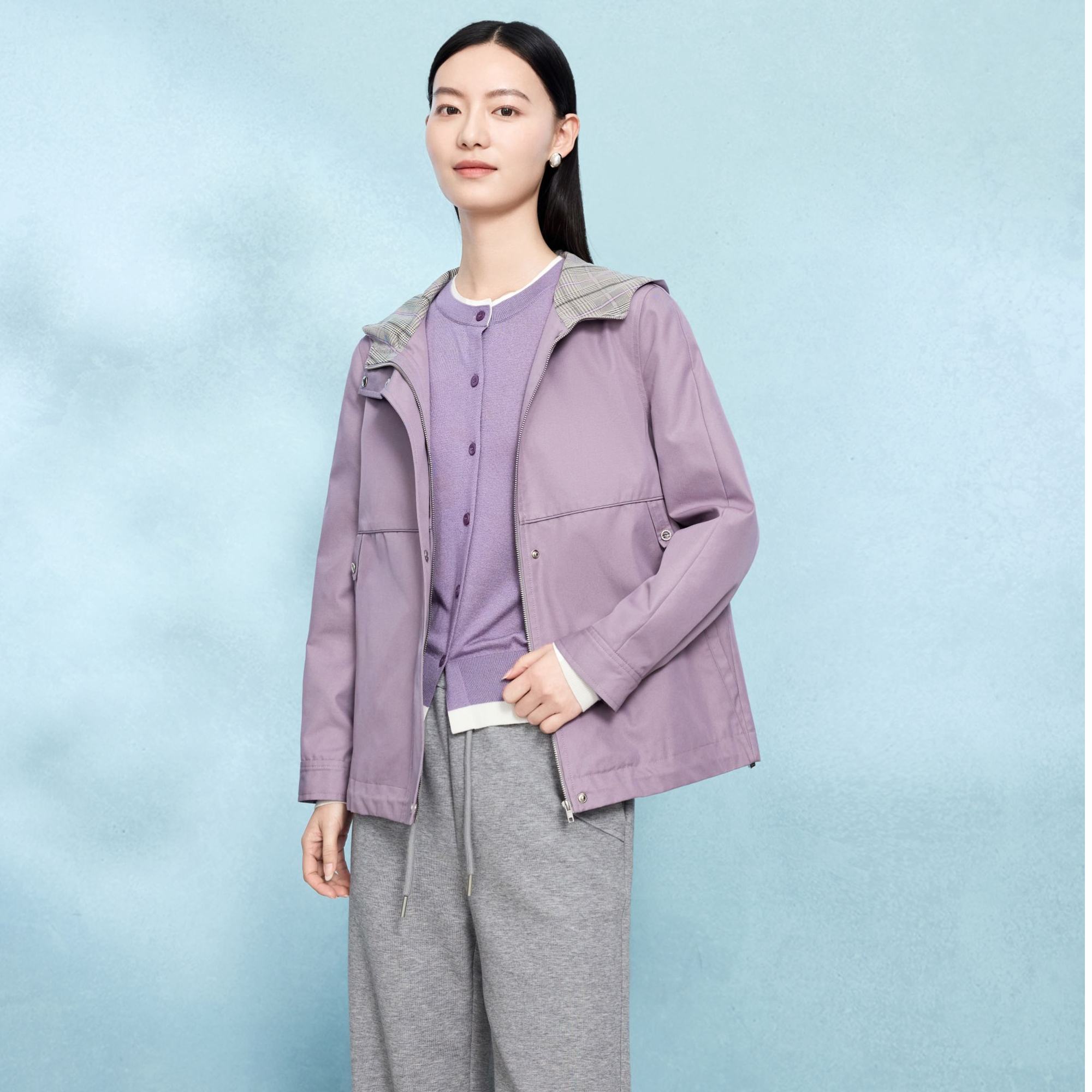 FINITY菲妮迪【三防面料】风衣上衣女外套短款时尚户外女士透气连帽