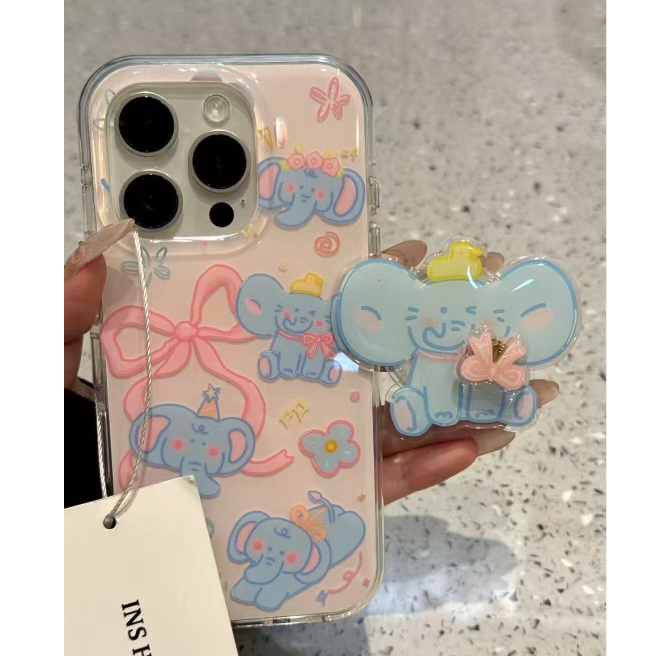 诚星泽蝴蝶结小象适用苹果16新手机壳OPPO华为小米VIVO一加软防摔